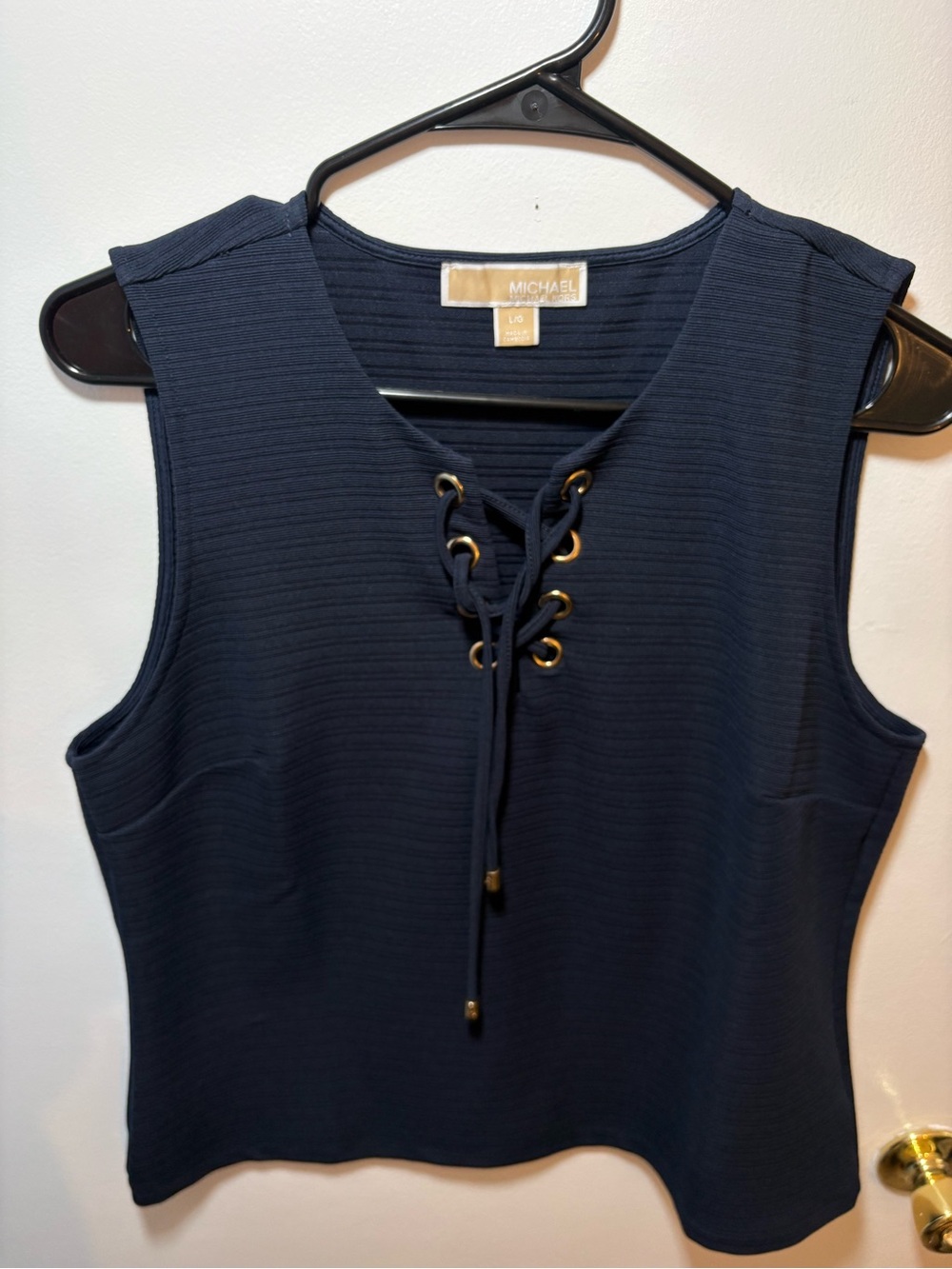 MICHAEL Michael Kors Navy Lace-Up Sleeveless Top